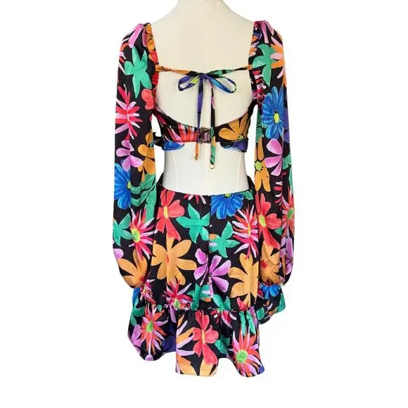 PatBo Aster Long Sleeve Cut-Out Mini Dress Floral Print Size 2 - Picture 5 of 9